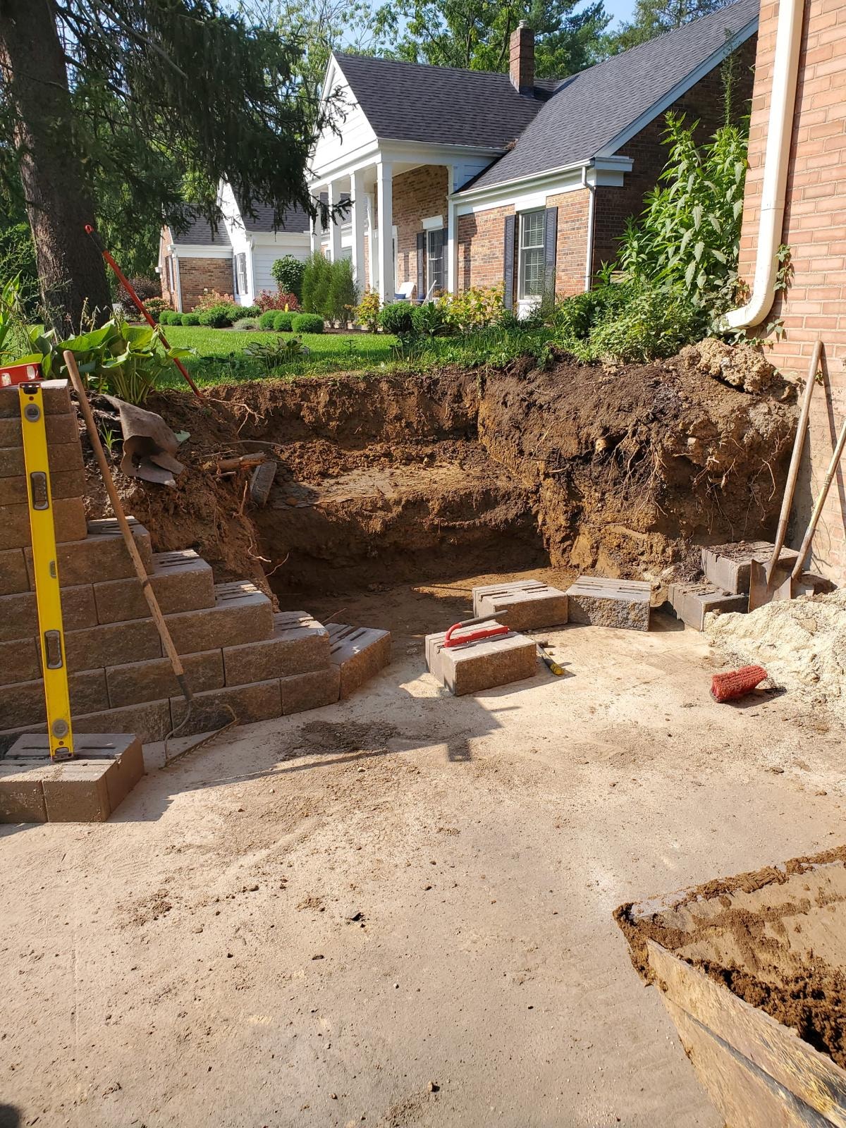 Retaining Wall Excavation & Block Steps